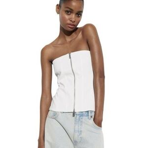 Zara White Strapless Zippered Women's Tube Top
